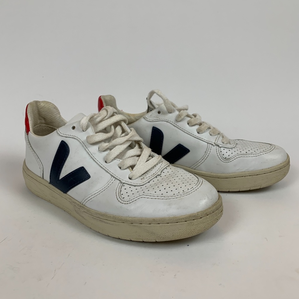 Veja White and Navy Sneakers